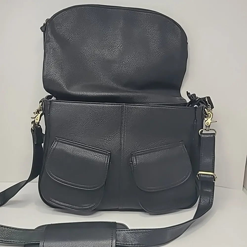 Johansen Tote Betsy Style Camera Bag DSLR Black Faux Leather LARGE - EUC